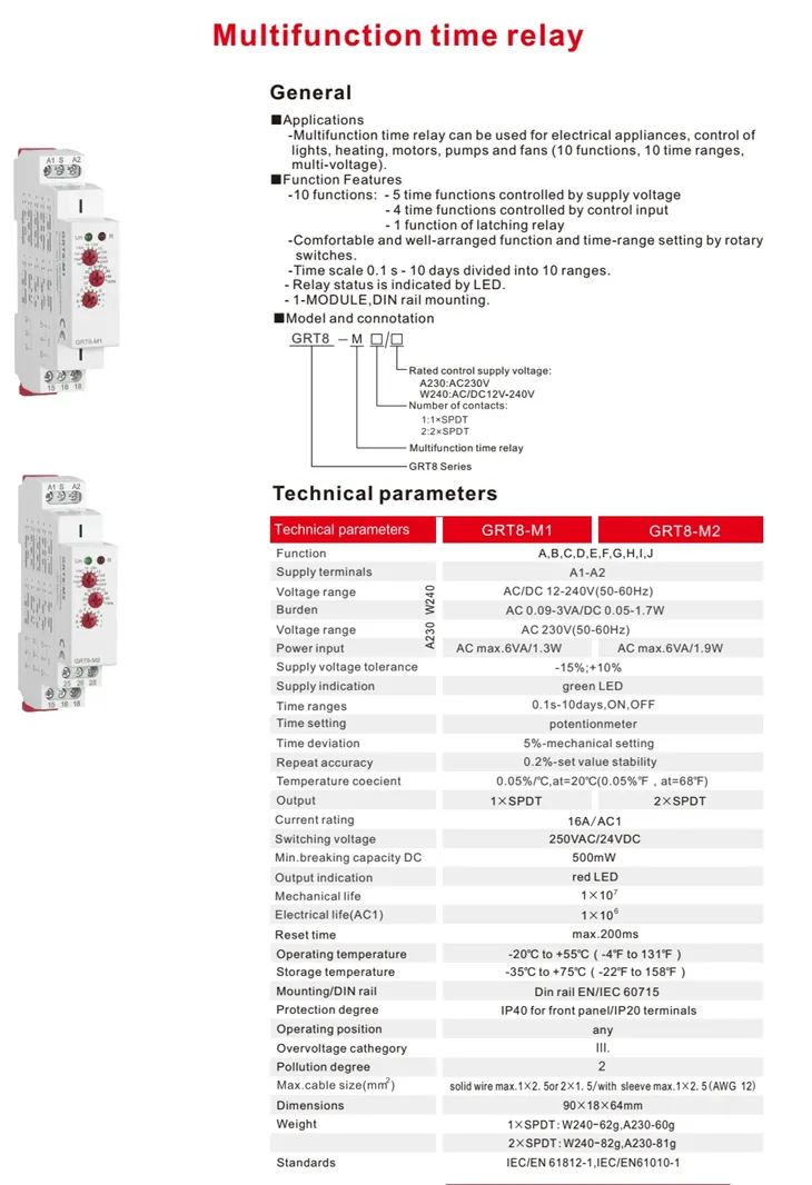 single and multi function time relay